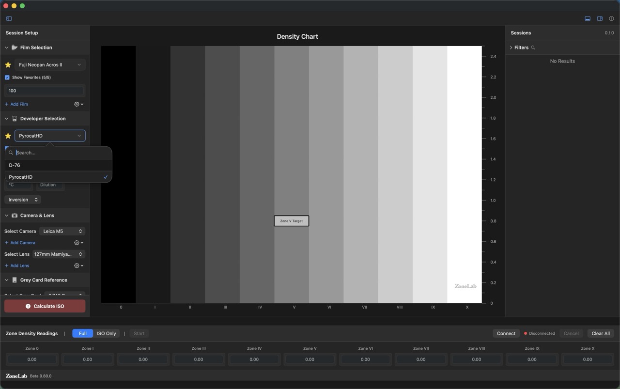 Session Setup: Developer dropdown