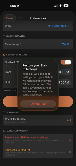 Restore your Slab to factory settings