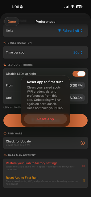 Reset App to First Run